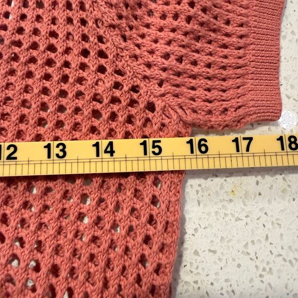 Calvin Klein Orange Coral Open Stitch Cap Sleeve Polo Shirt Women XS NEW Preppy - Picture 7 of 9